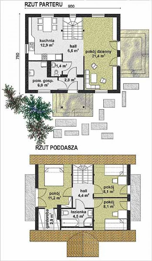 Rzut projektu WB-3407 - Parter
