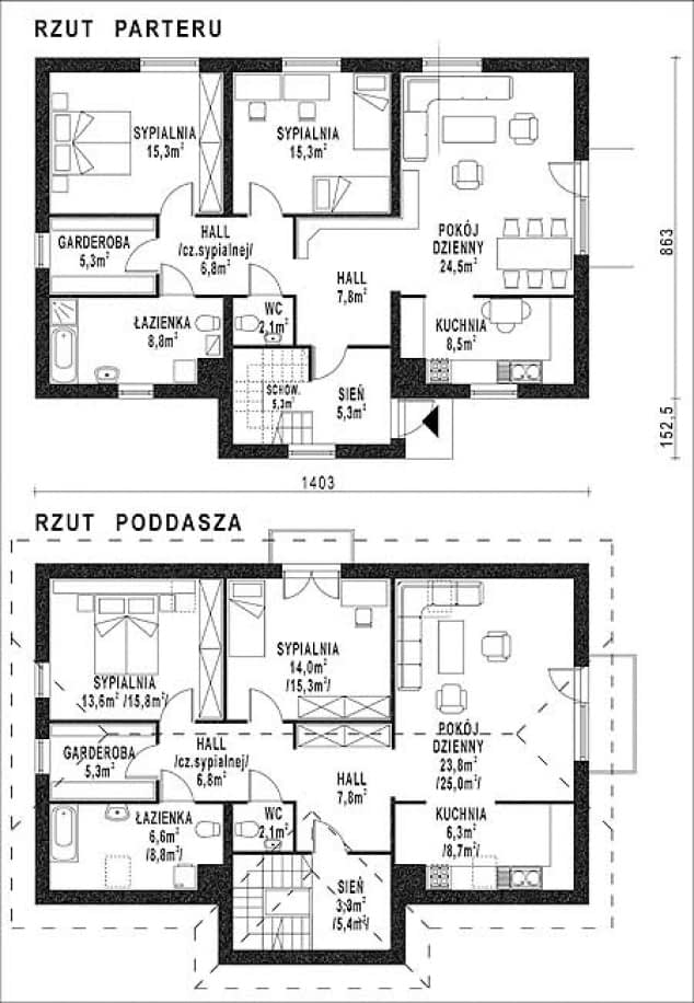 Rzut projektu WB-3410 - Parter