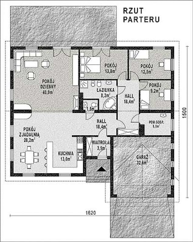 Rzut projektu WB-3422 - Parter