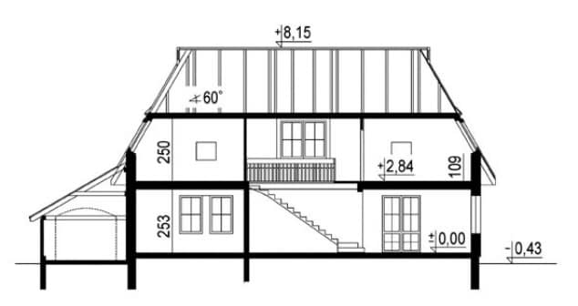 Rzut projektu WB-3424 - Przekrój