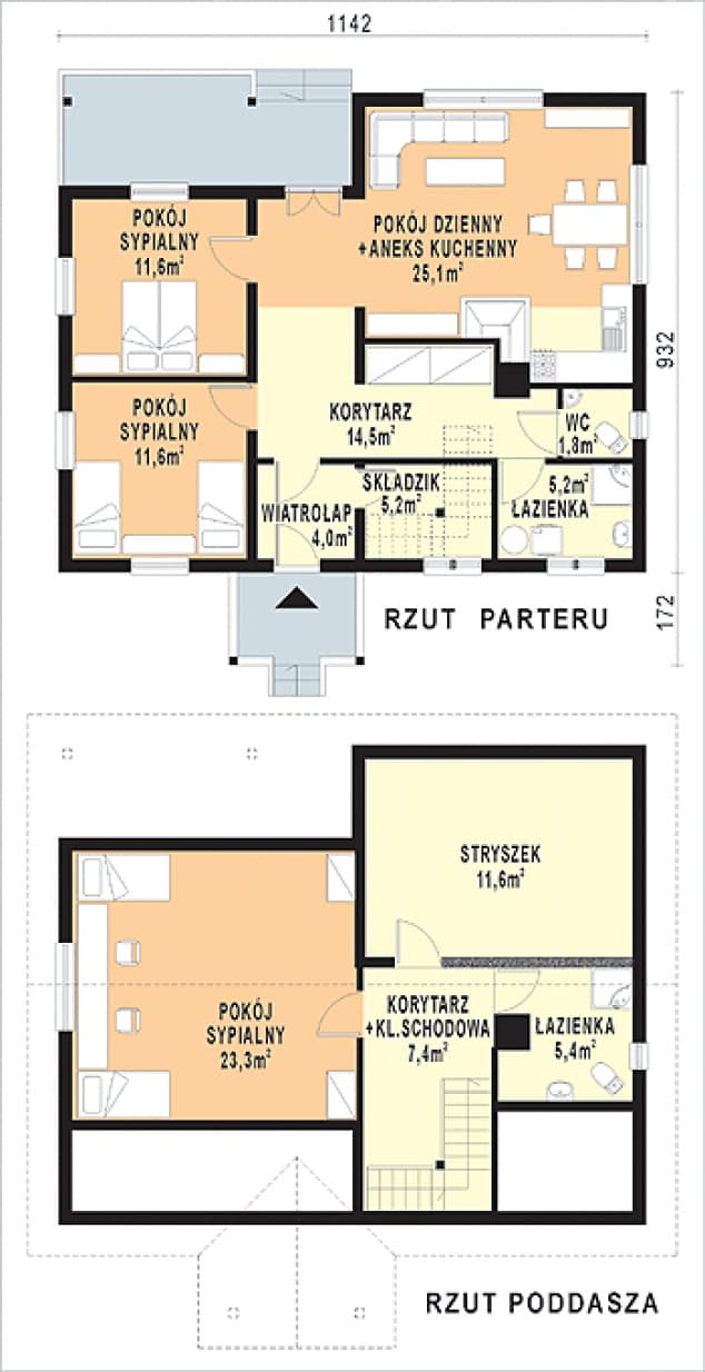 Rzut projektu WB-3432 - Parter