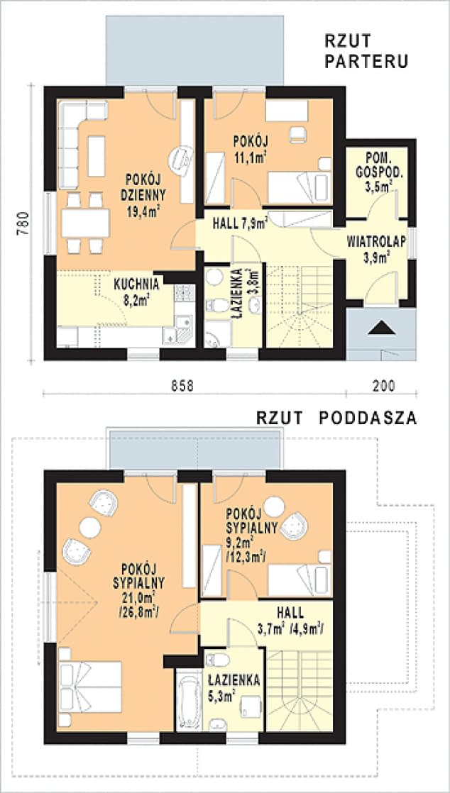 Rzut projektu WB-3453 - Parter