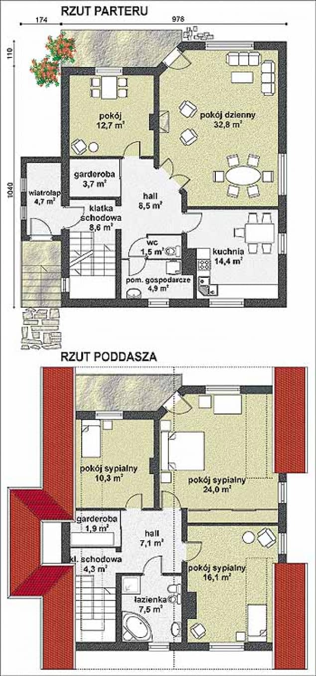 Rzut projektu WB-3454 - Parter