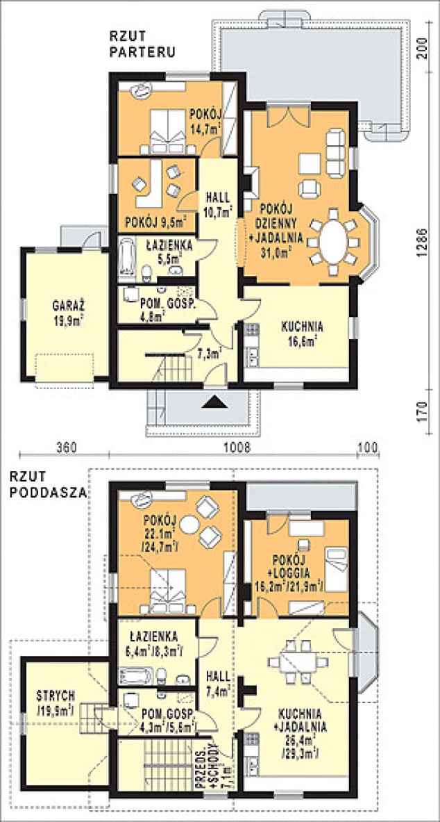 Rzut projektu WB-3458 - Parter