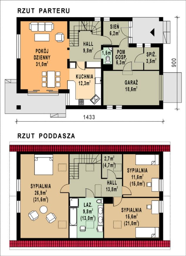 Rzut projektu WB-3459 - Parter