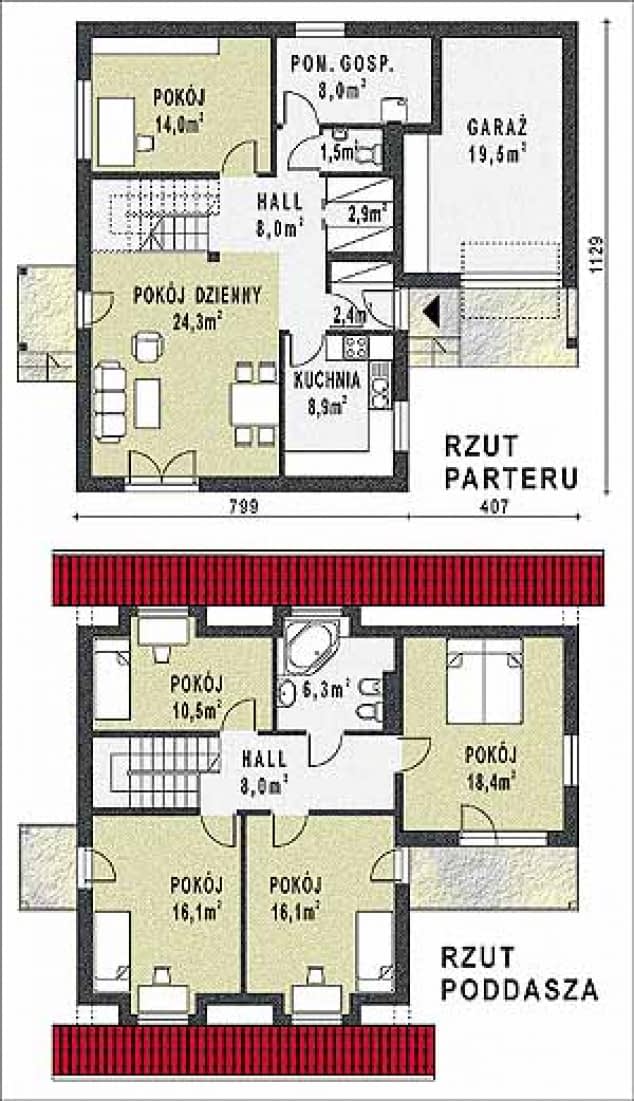 Rzut projektu WB-3476 - Parter