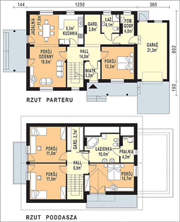 Rzut projektu WB-3478 - Parter