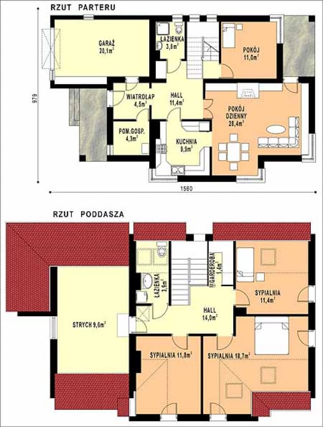 Rzut projektu WB-3480 - Parter
