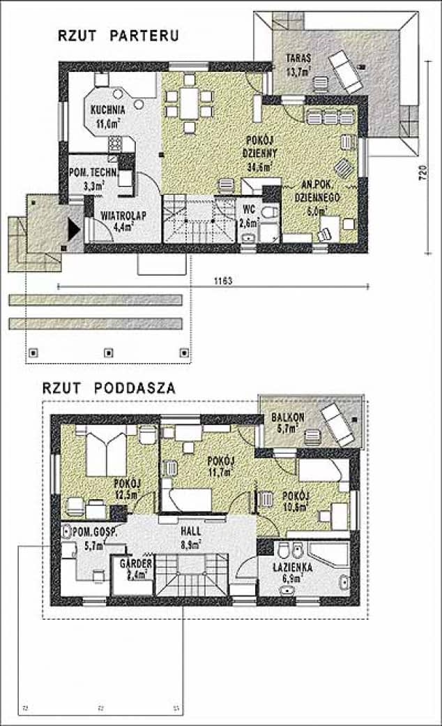 Rzut projektu WB-3907 - Parter