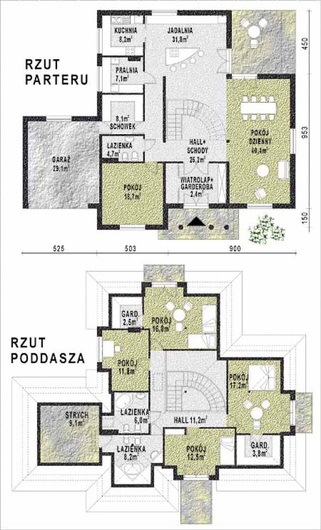 Rzut projektu WB-3908 - Parter