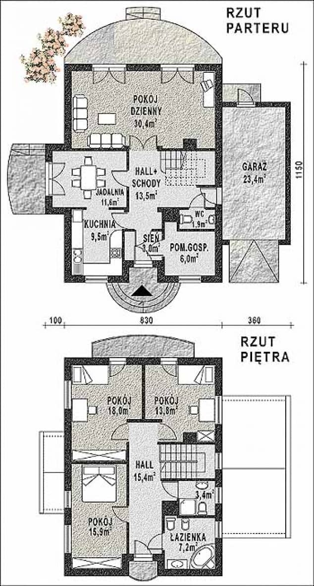 Rzut projektu WB-3911 - Parter