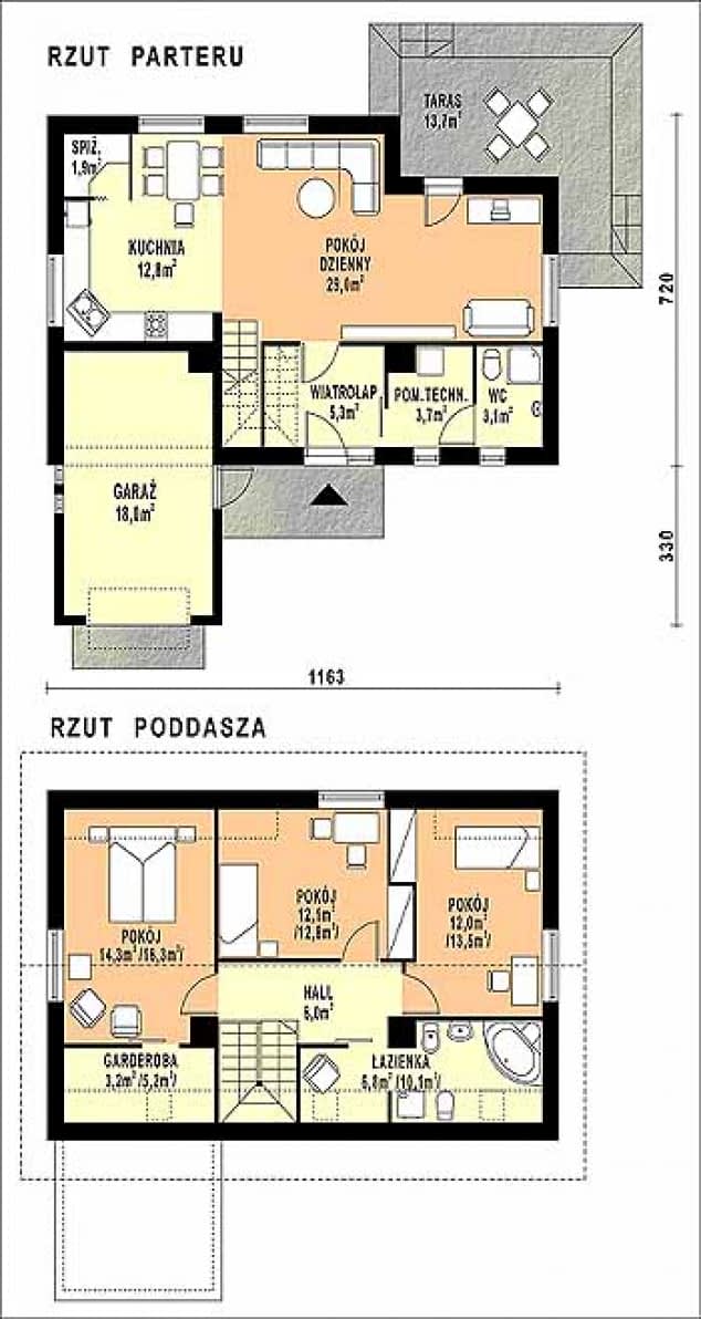 Rzut projektu WB-3917 - Parter