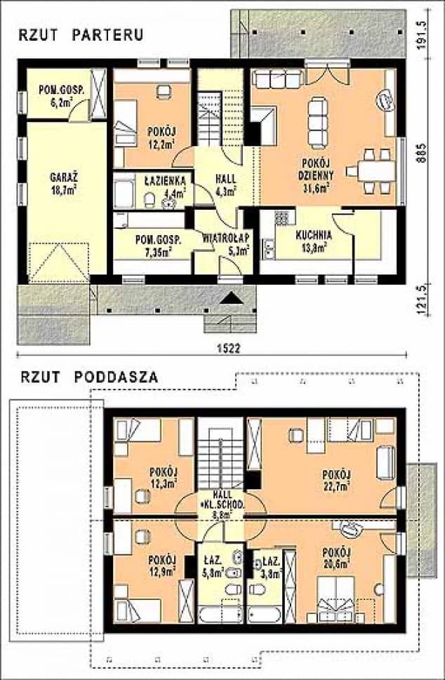 Rzut projektu WB-3922 - Parter