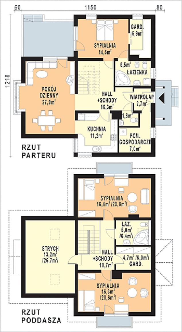 Rzut projektu WB-3923 - Parter