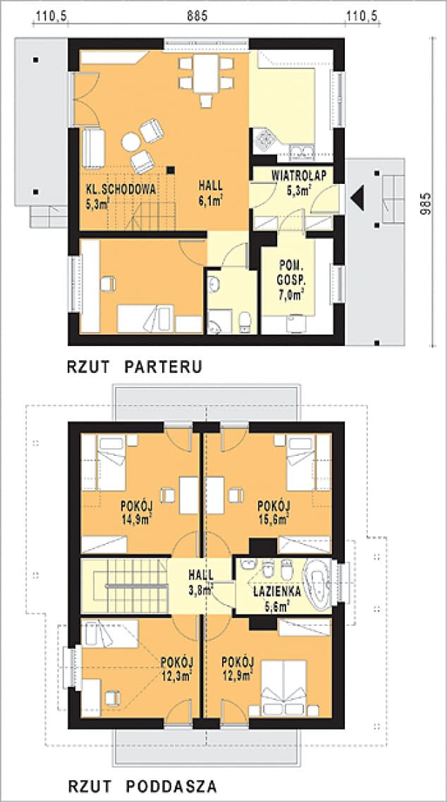 Rzut projektu WB-3930 - Parter