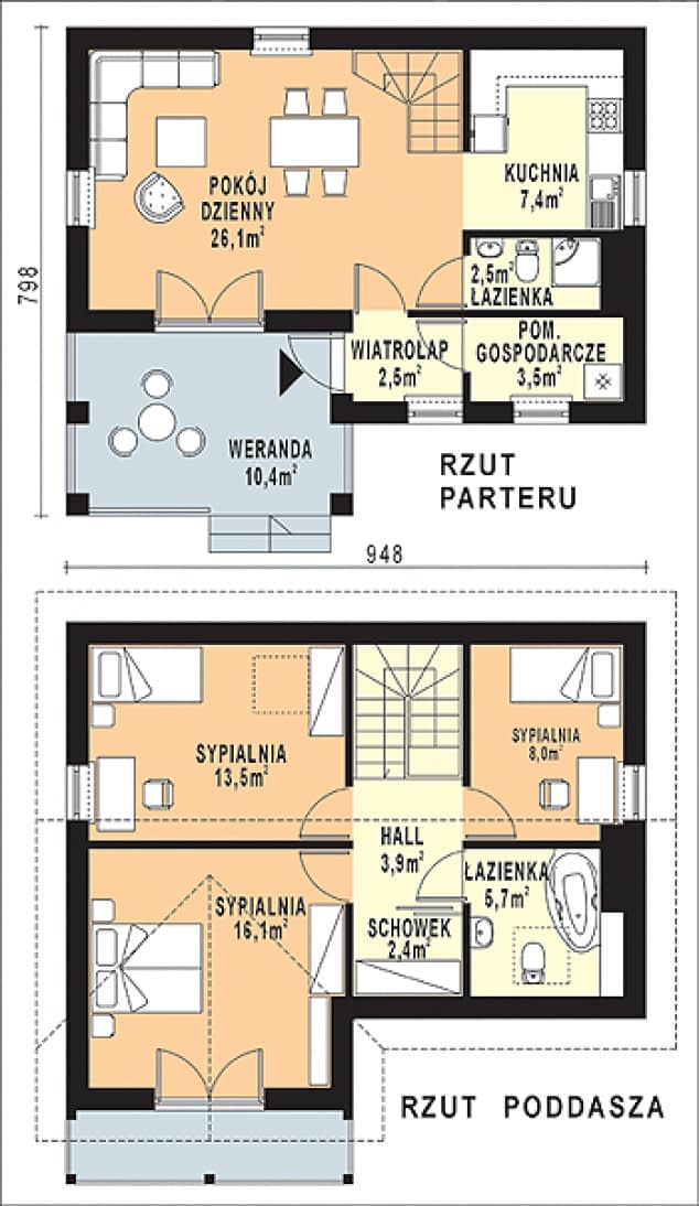 Rzut projektu WB-3931 - Parter