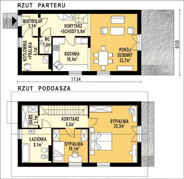 Rzut projektu WB-3937 - Parter