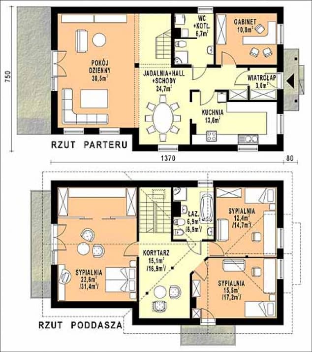 Rzut projektu WB-3938 - Parter