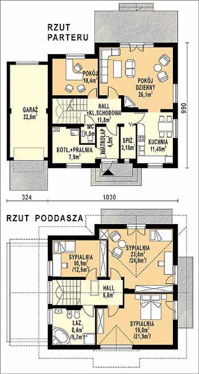 Rzut projektu WB-3940 - Parter