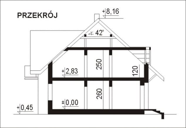Rzut projektu WB-3940 - Przekrój