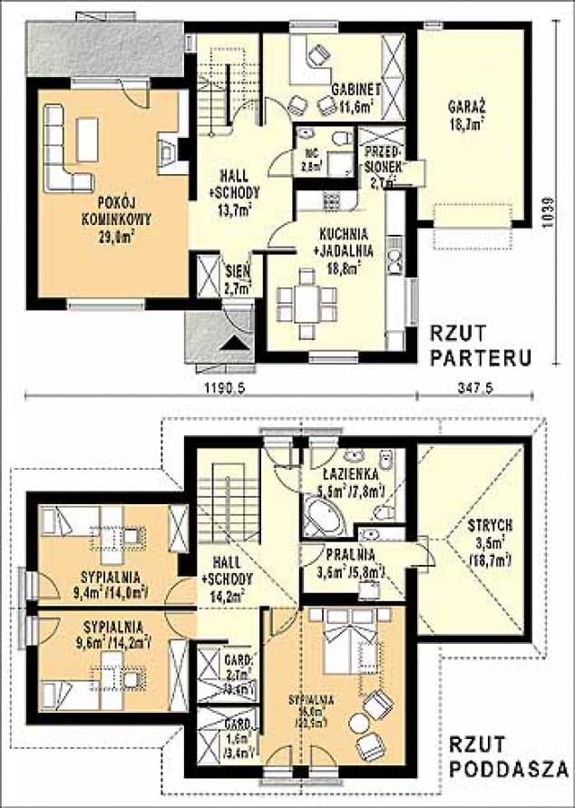 Rzut projektu WB-3941 - Parter