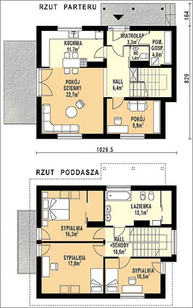 Rzut projektu WB-3946 - Parter