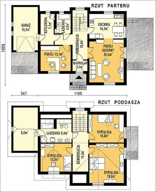 Rzut projektu WB-3948 - Parter