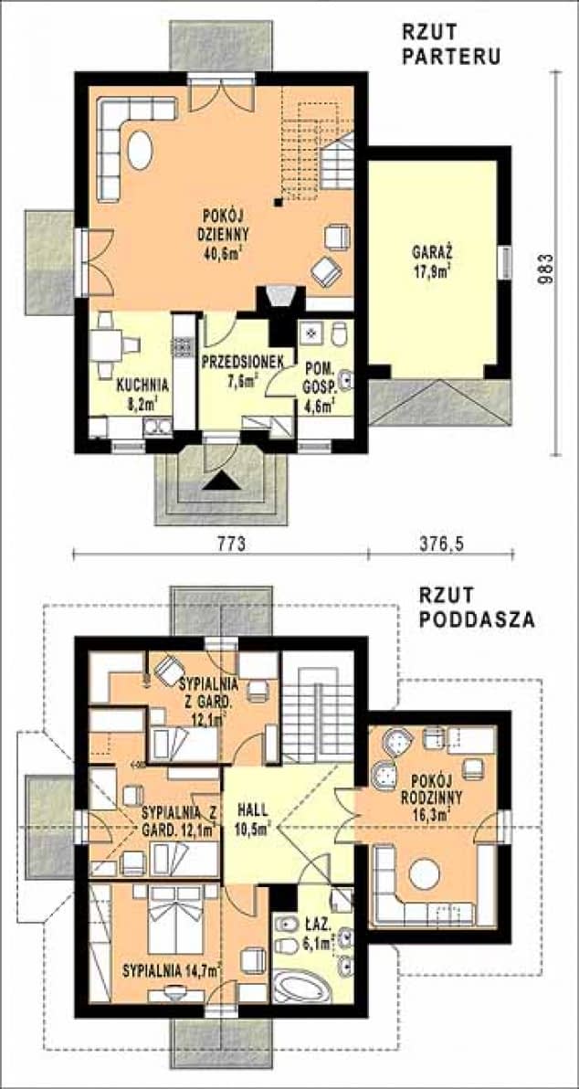 Rzut projektu WB-3951 - Parter