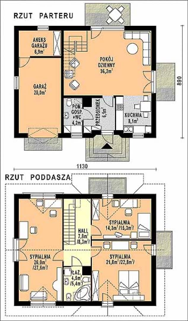 Rzut projektu WB-3952 - Parter