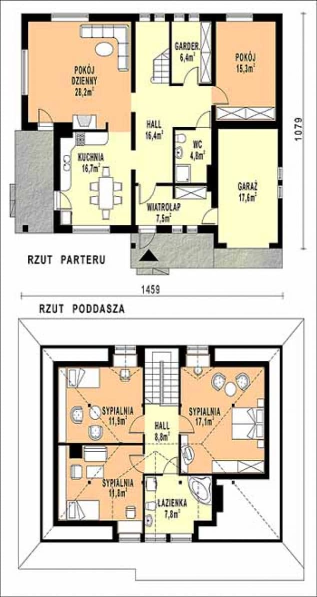 Rzut projektu WB-3954 - Parter