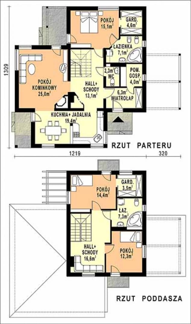 Rzut projektu WB-3958 - Parter
