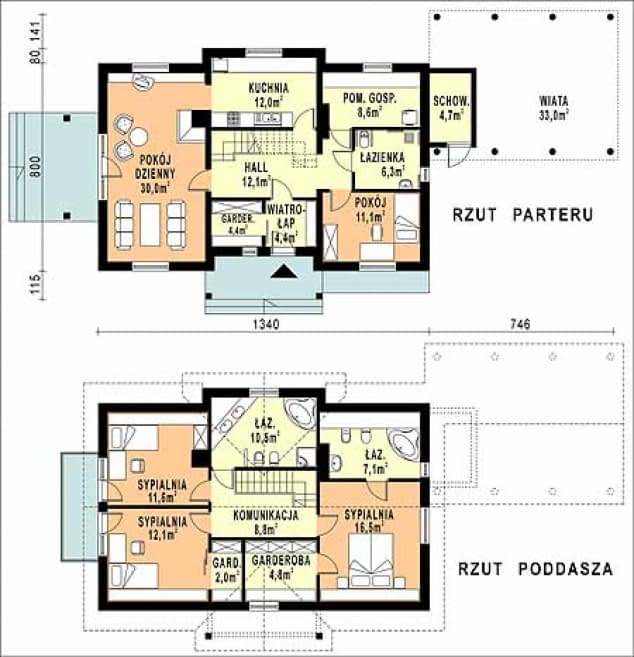 Rzut projektu WB-3963 - Parter