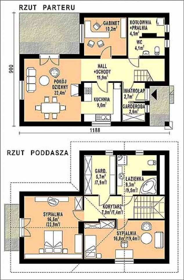 Rzut projektu WB-3965 - Parter