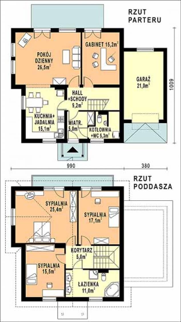 Rzut projektu WB-3966 - Parter