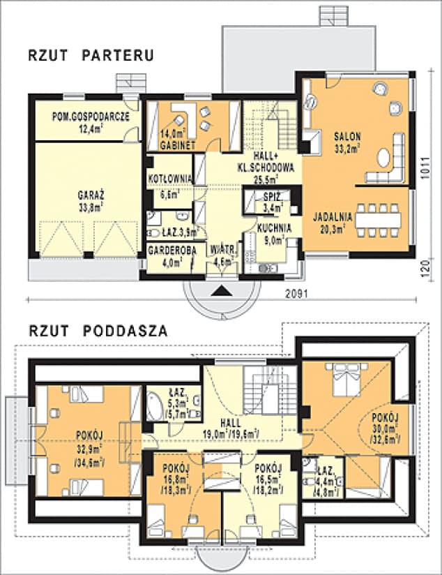 Rzut projektu WB-3967 - Parter