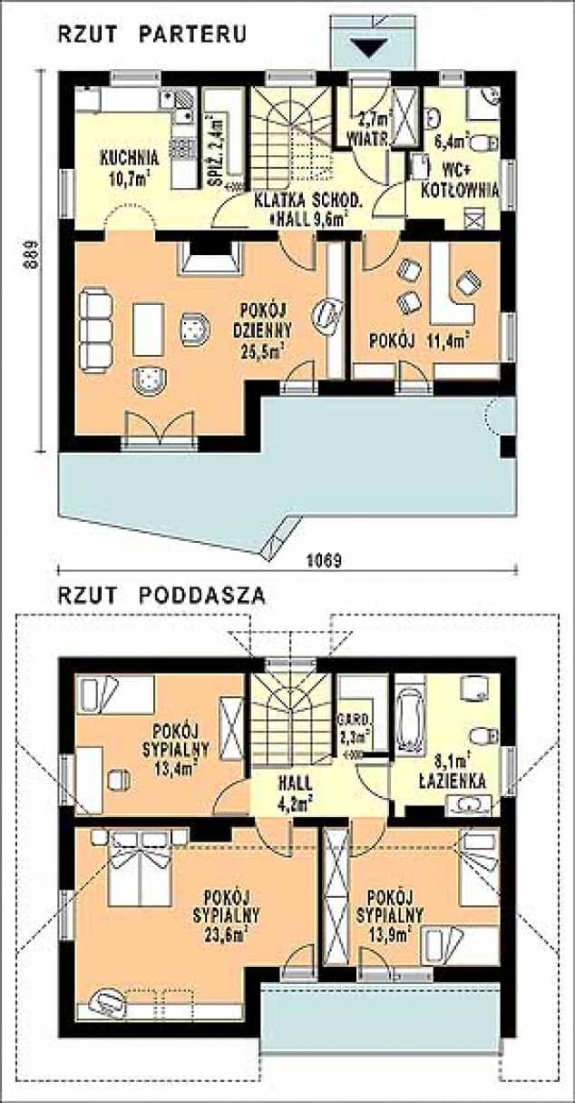 Rzut projektu WB-3971 - Parter