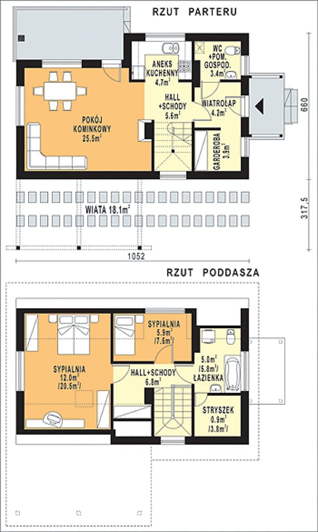 Rzut projektu WB-3972 - Parter