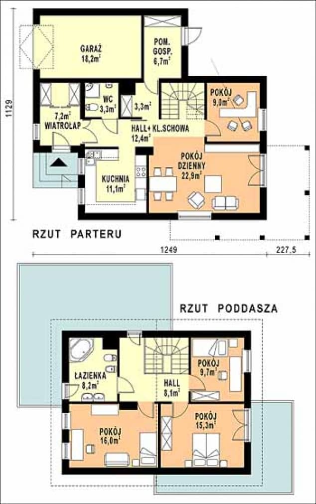 Rzut projektu WB-3973 - Parter