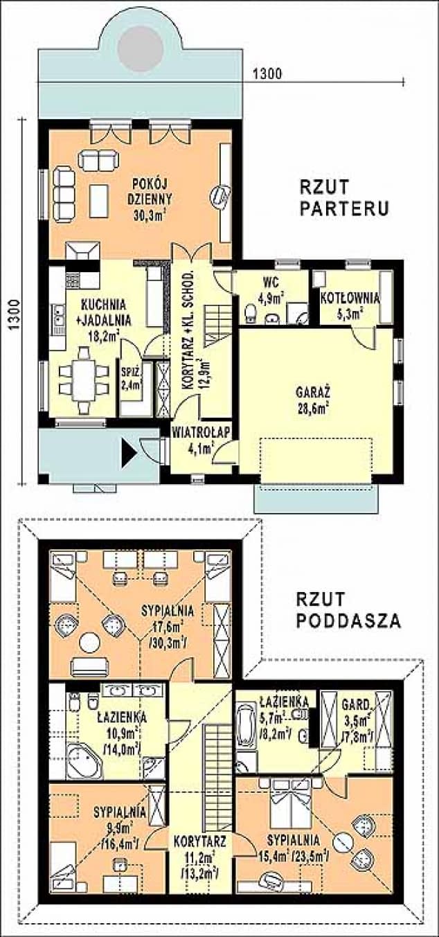 Rzut projektu WB-3978 - Parter