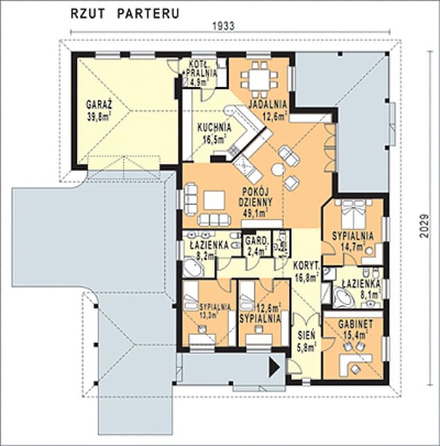 Rzut projektu WB-3981 - Parter