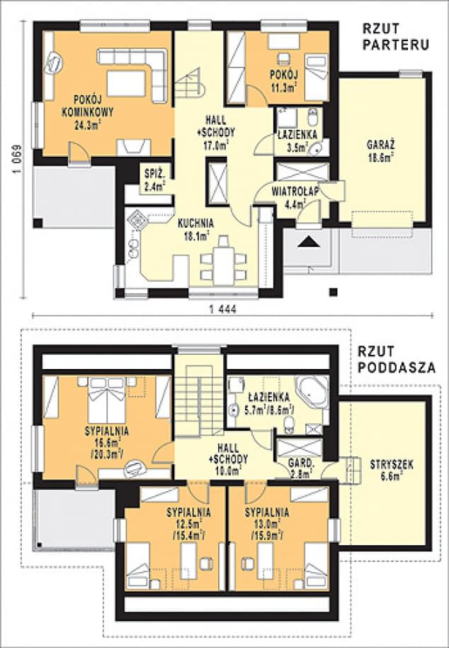 Rzut projektu WB-3986 - Parter