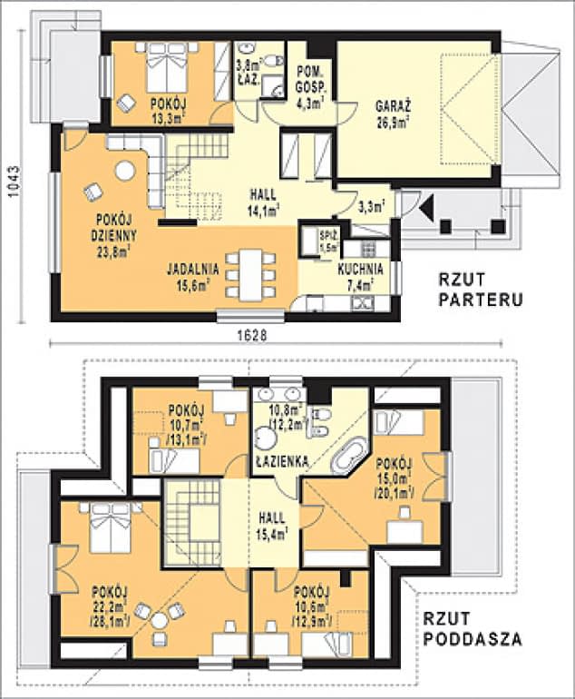 Rzut projektu WB-3988 - Parter