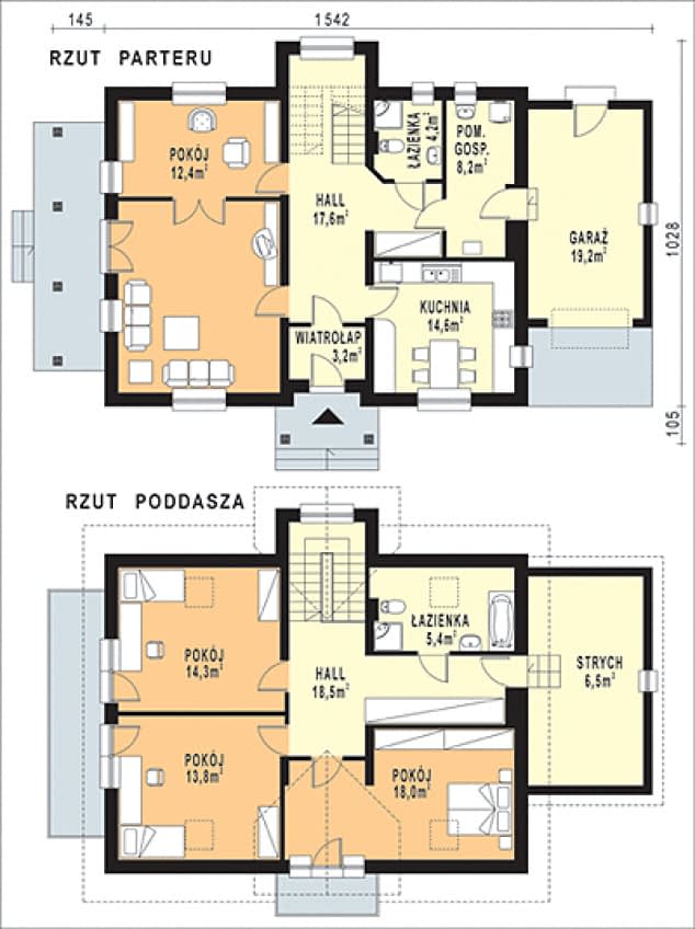 Rzut projektu WB-3990 - Parter