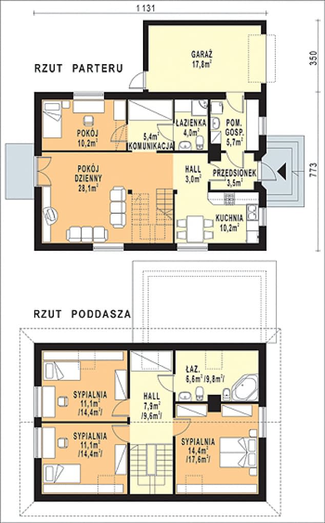 Rzut projektu WB-3991 - Parter