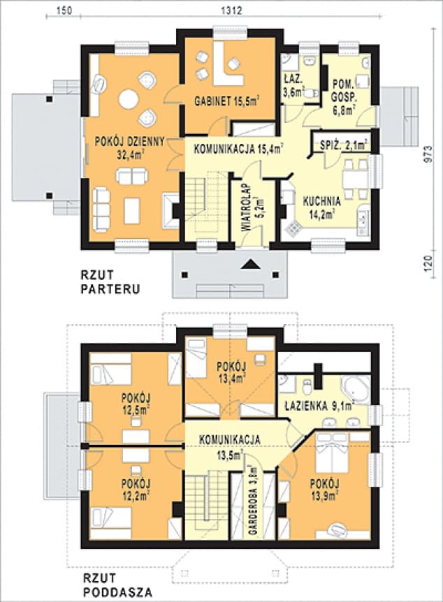 Rzut projektu WB-3999 - Parter