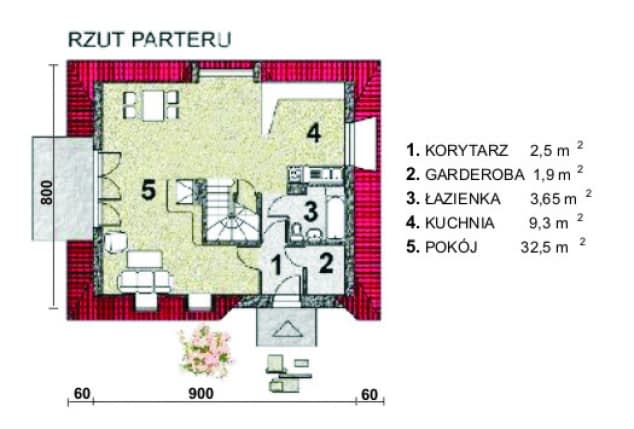 Rzut projektu WB-3333 - Parter