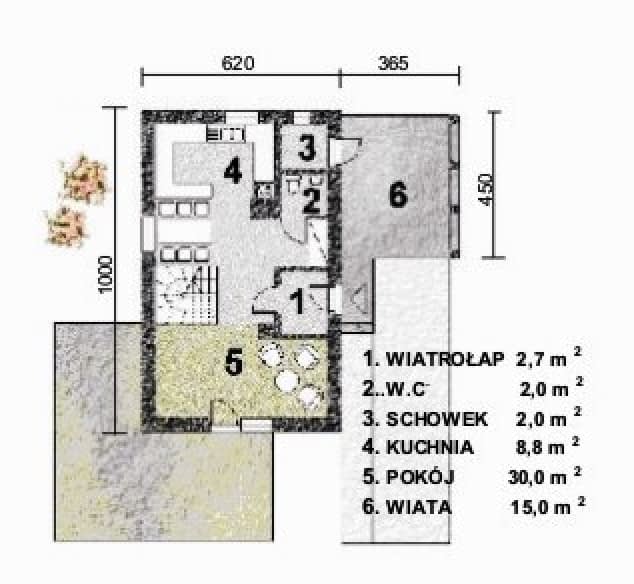 Rzut projektu WB-3342 - Parter