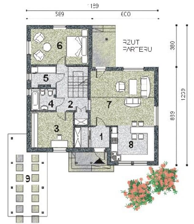 Rzut projektu WB-3492 - Parter