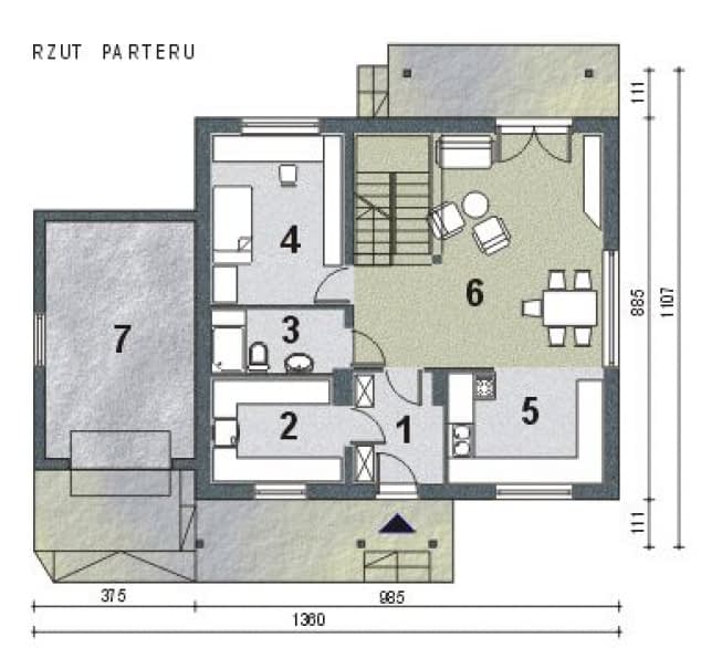 Rzut projektu WB-3496 - Parter