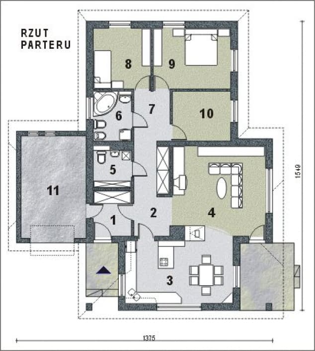 Rzut projektu WB-3497 - Parter